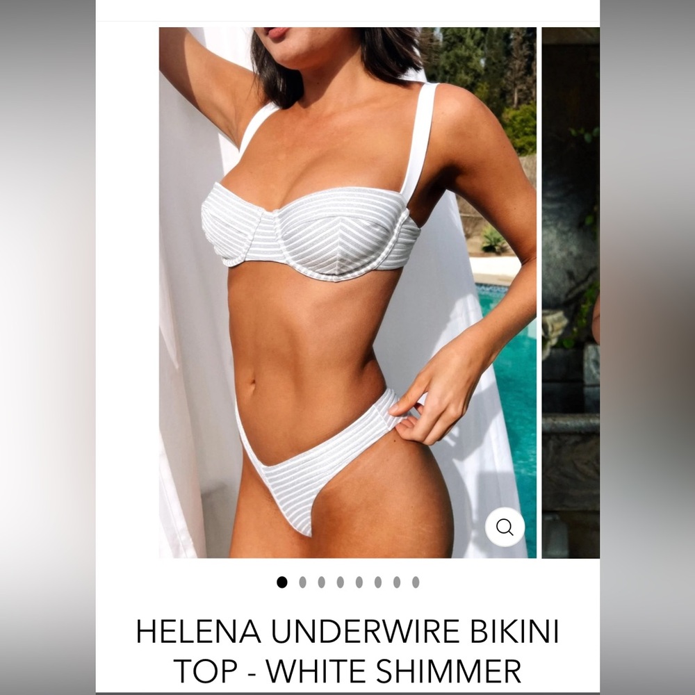 JMP the label, white shimmer Helena top with Rio bottom.